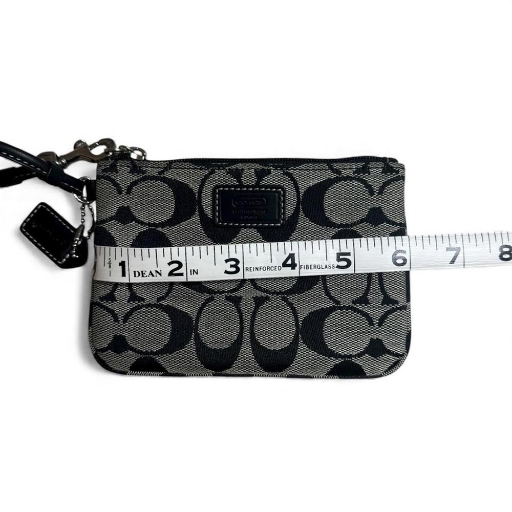 Coach Vintage Signature Black Gray Jacquard Wristlet Pouch Mini Wallet Purse - Picture 5 of 6